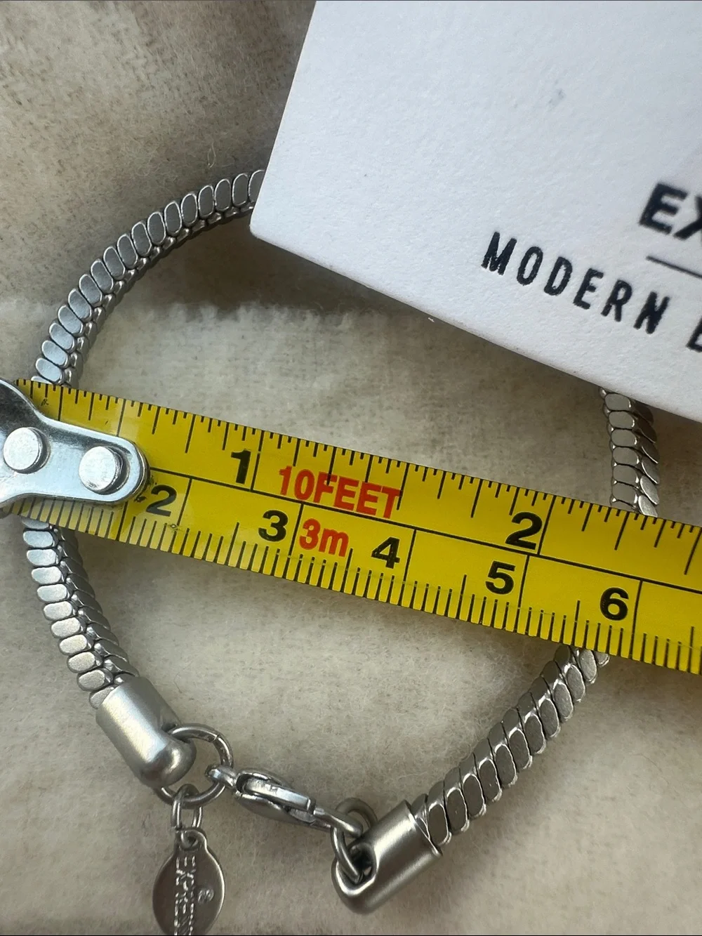Express Modern Essentials New Silver-Tone Herringbone Bracelet with Branded Tag